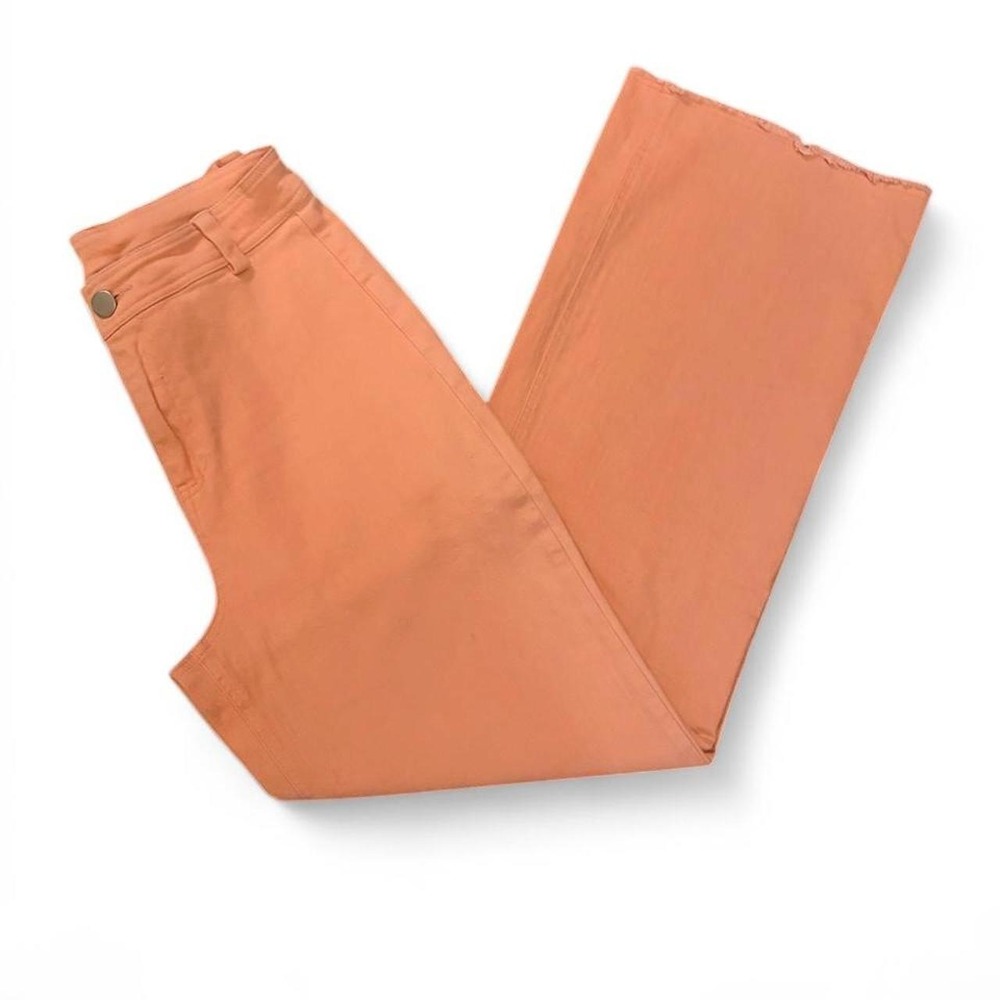 Sadie & Sage Coral Pink Wide Leg High Waist Raw Hem Pants AG1810DL Womens Small